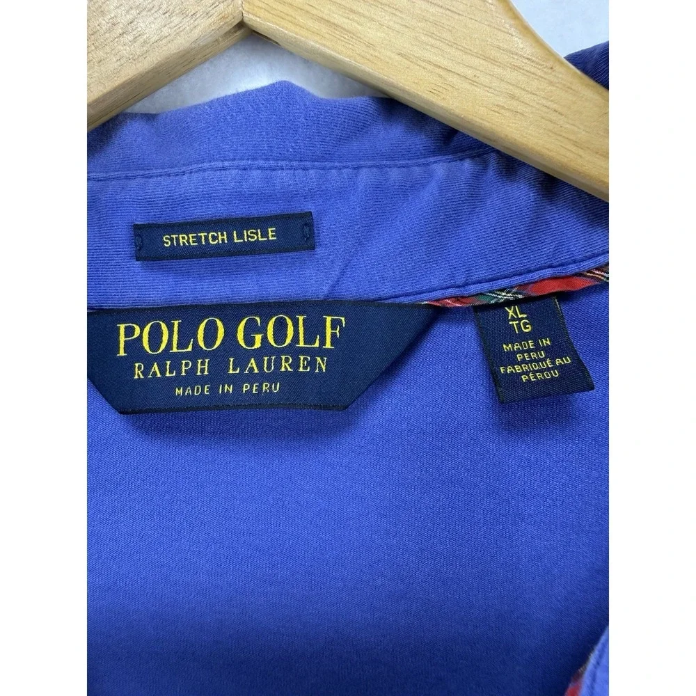 Polo Golf Ralph Lauren Shirt Mens‎ Extra Large Blue Stretch Lisle White Pony